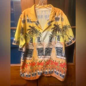 Vintage Jack Daniels Men's Tropical Whiskey Print Shirt - Orange XL